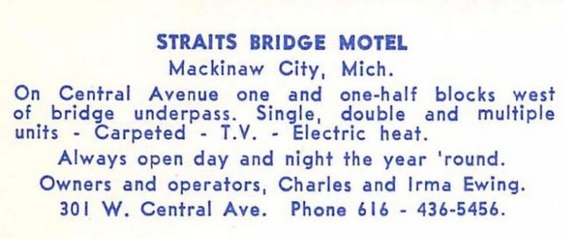 Trails End Inn (Straits Bridge Motel) - Vintage Postcard